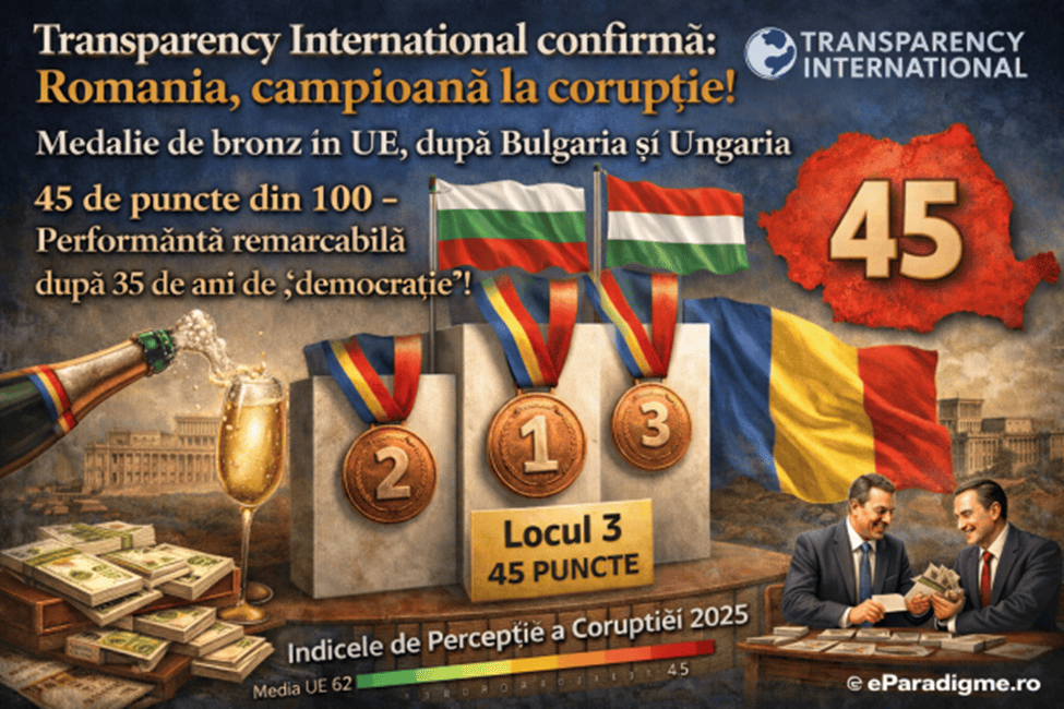 Transparency International confirmă: România, campioană la corupție!